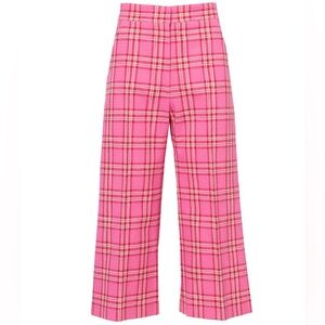 NWOT Smythe High-Rise Pink Plaid Cropped Culotte Pants